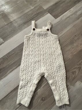 Janie and Jack Cream Cable Knit Button Romper